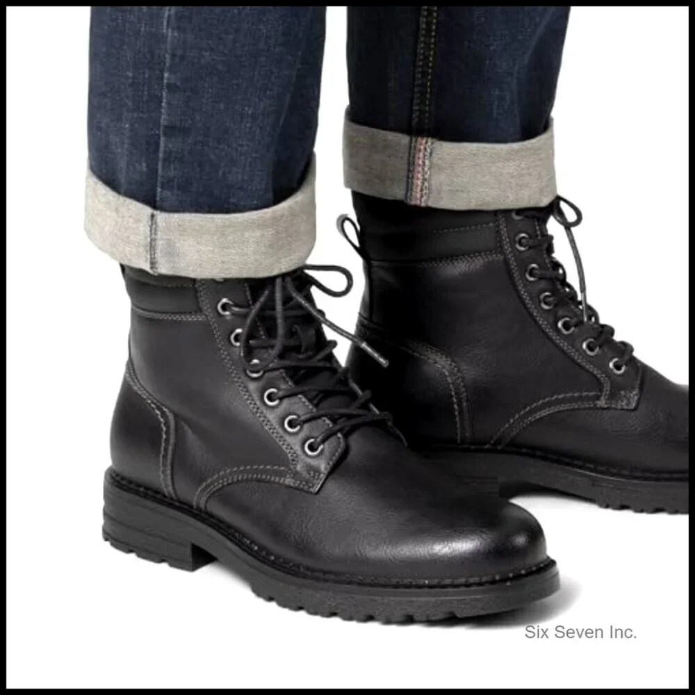 Men's Lace Up Oxford Boots Rugged Lug Sole Cushioned Comfort Casual Street Style